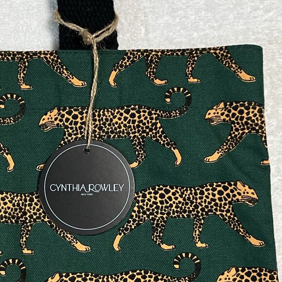 Leopard 100% Cotton Canvas Tote Reusable Tote Bag Cynthia Rowley Animal Print - Picture 4 of 17